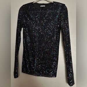 Free People dark iridescent sequin tee